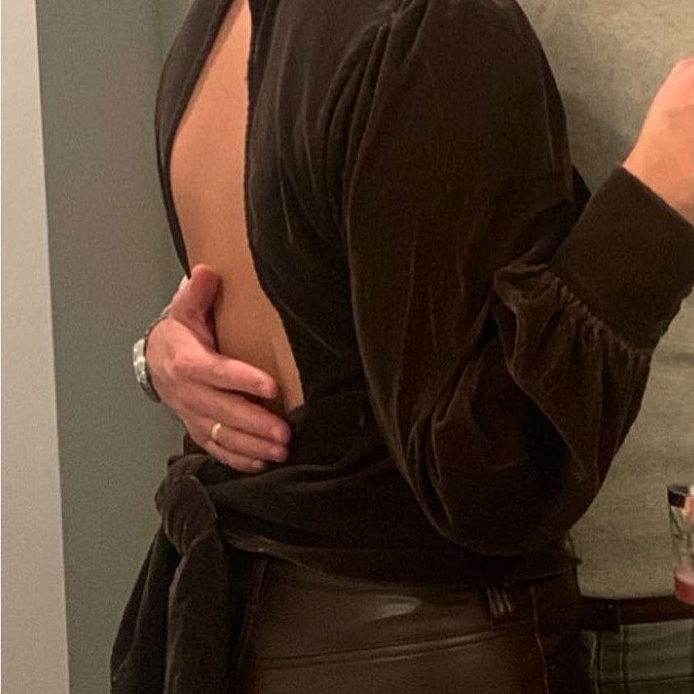 Chic Brown Velvet Open-Back Top Banana Republic